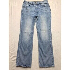 BKE Derek Boot Jeans Men 33R (34x30) Light Whisker Wash Stretch Denim